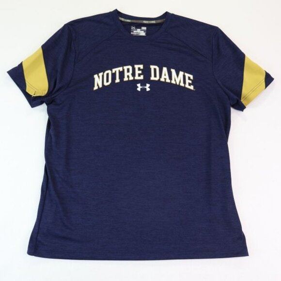 Notre Dame Under Armour Shirt Mens Large Blue HeatGear Loose Fit Performance - Picture 1 of 5